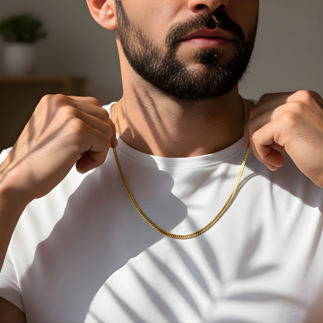 18K Gold Filled Curb Cuban Link Chain Necklace (50cm x 3mm) – Sleek Unisex Everyday Fine Jewelry
